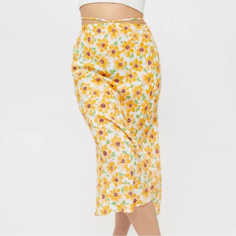 NWT Urban Outfitters Cassie Strappy Midi Skirt, Yellow, Size XS